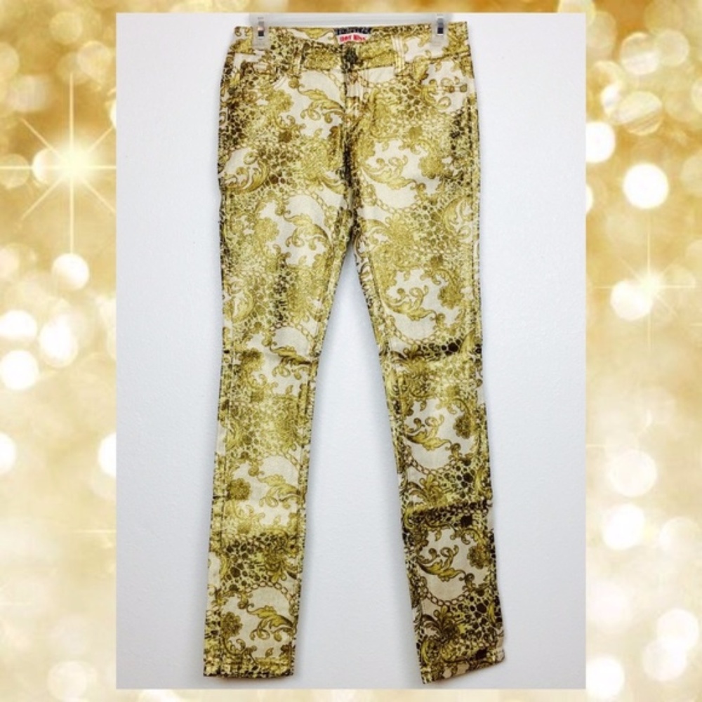 Gold Scarf Print Skinny Jeans